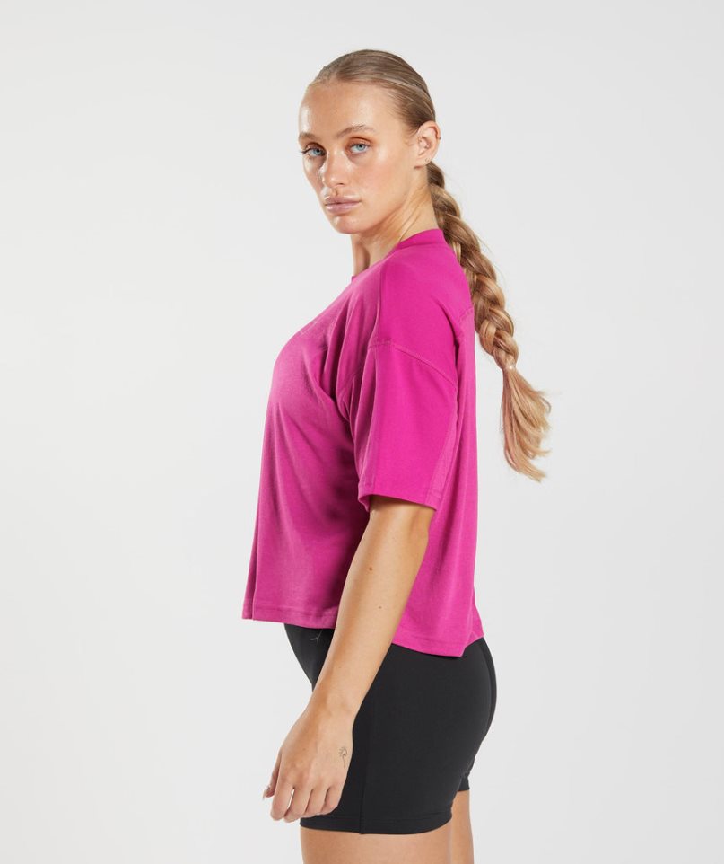 Women's Gymshark GS Power Midi Cropped Tops Fuchsia | CA A5603D